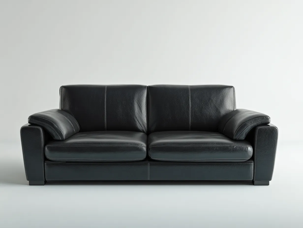 Canapé 2 places en cuir lisse 180x95x80 cm - noir - design moderne pour le salon-Zitivaroom