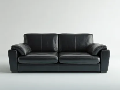 Canapé 2 places en cuir lisse 180x95x80 cm - noir - design moderne pour le salon-Zitivaroom