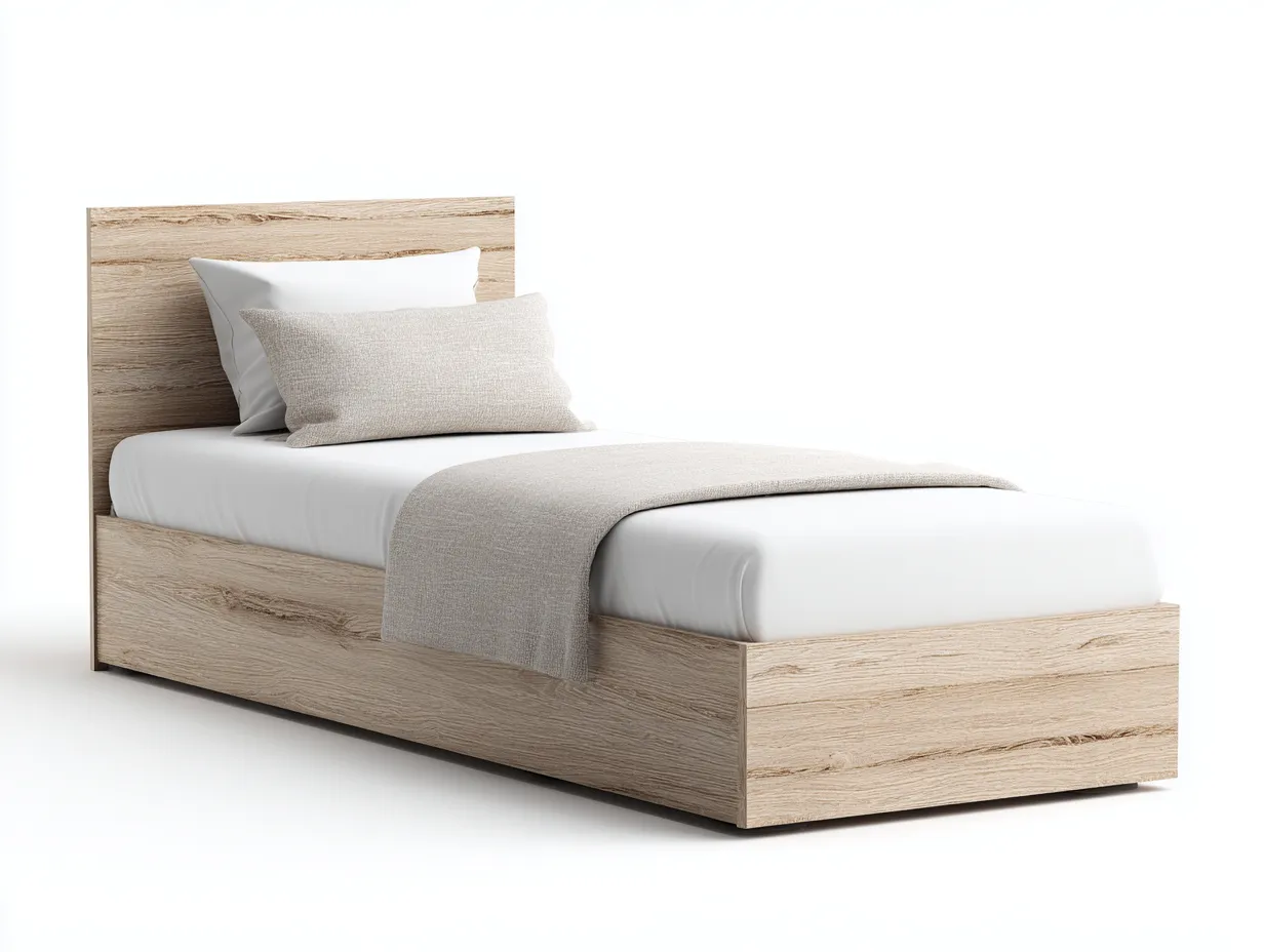 Lit simple structure bois et panneau tapissé 200x90x110 cm - gris clair - design moderne pour chambre-Zitivaroom