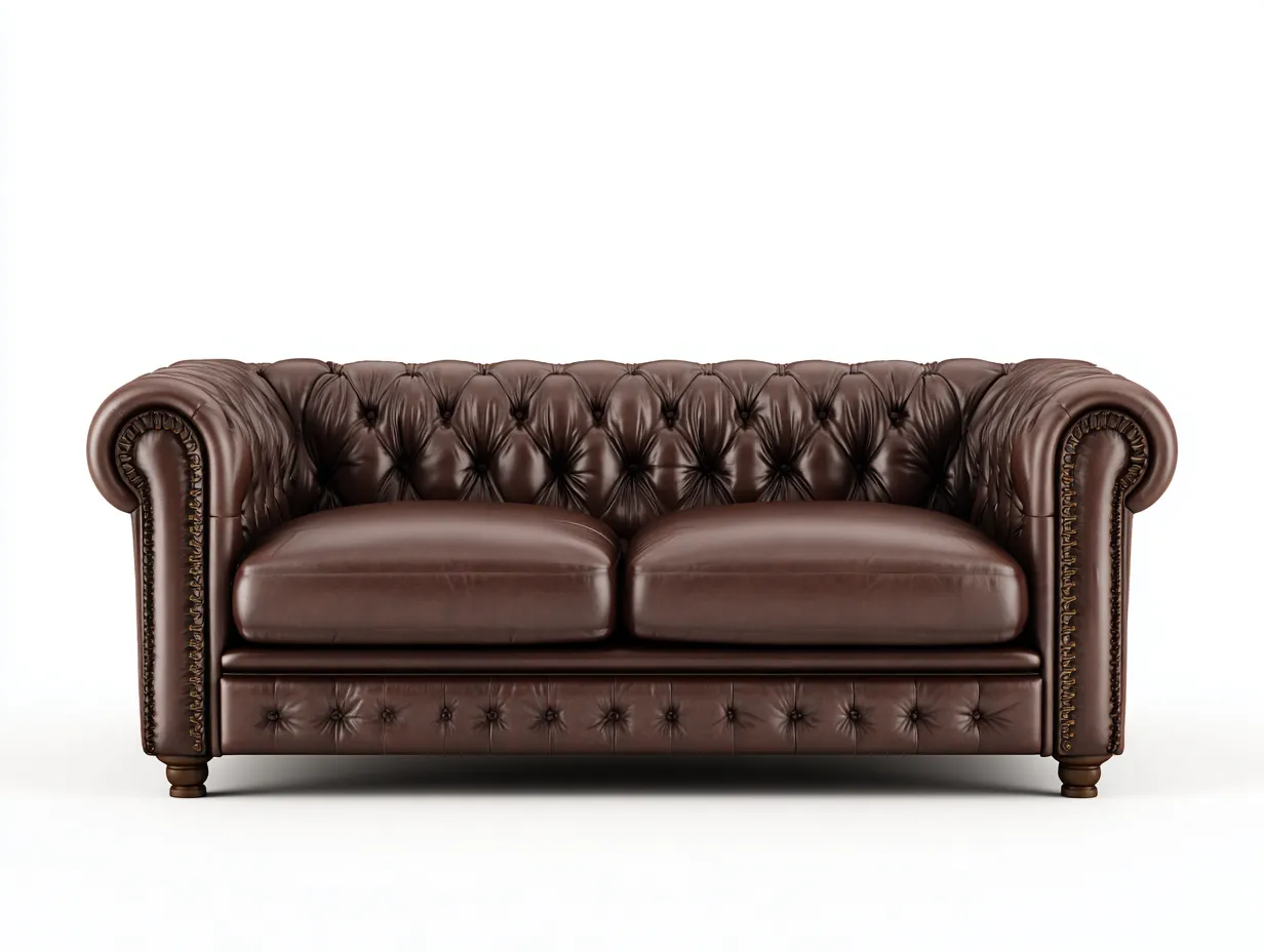Canapé 2 places en cuir véritable 180x95x75 cm - marron - style Chesterfield pour le salon-Zitivaroom