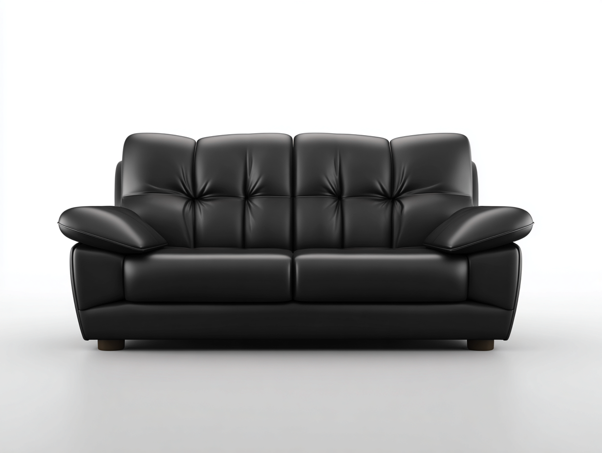 Canapé 2 places en cuir lisse 175x95x80 cm - noir - design contemporain pour le salon-Zitivaroom