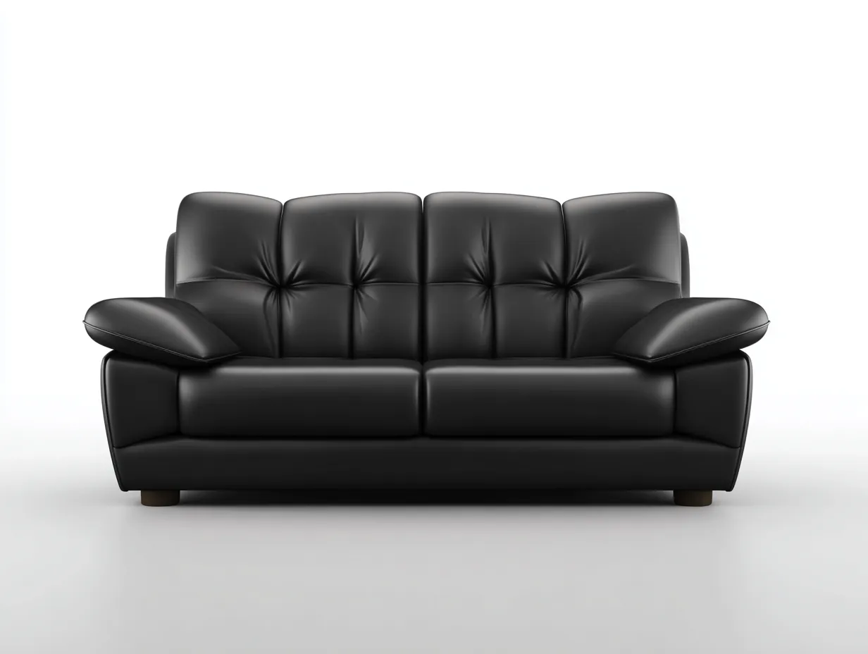 Canapé 2 places en cuir lisse 175x95x80 cm - noir - design contemporain pour le salon-Zitivaroom