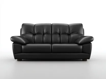 Canapé 2 places en cuir lisse 175x95x80 cm - noir - design contemporain pour le salon-Zitivaroom