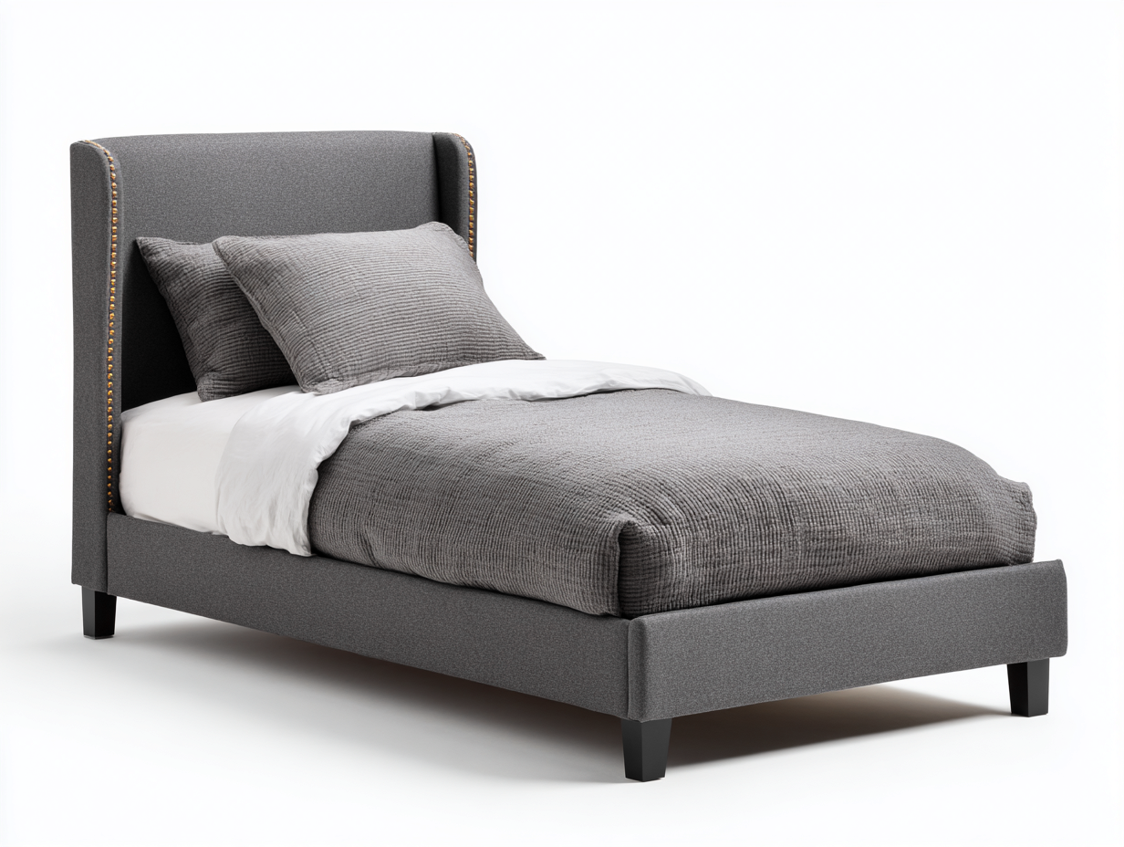 Lit simple tapissé cuir 200x90x100 cm - blanc cassé - design moderne pour chambre-Zitivaroom