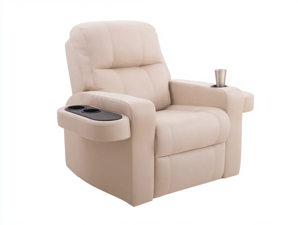 Fauteuil relax en cuir rembourré 100x95x105 cm - beige - fonction relaxation pour le salon-Zitivaroom