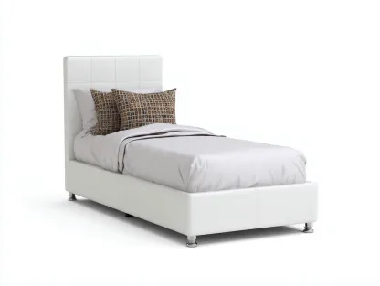 Lit simple tapissé cuir 200x90x95 cm - blanc cassé - design moderne pour chambre-Zitivaroom