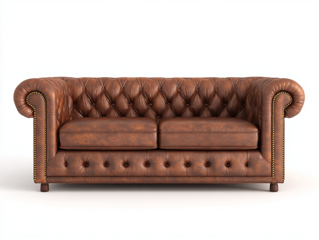 Canapé 2 places en cuir véritable 180x95x75 cm - marron foncé - style Chesterfield pour le salon-Zitivaroom