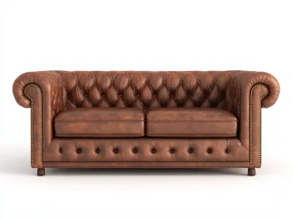 Canapé 2 places en cuir véritable 180x95x75 cm - marron foncé - style Chesterfield pour le salon-Zitivaroom
