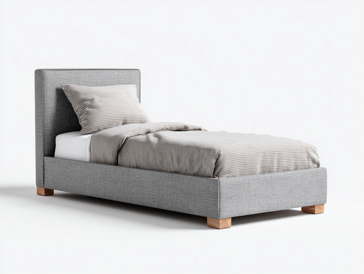 Lit simple tapissé tissu 200x90x100 cm - gris clair - design moderne pour chambre-Zitivaroom