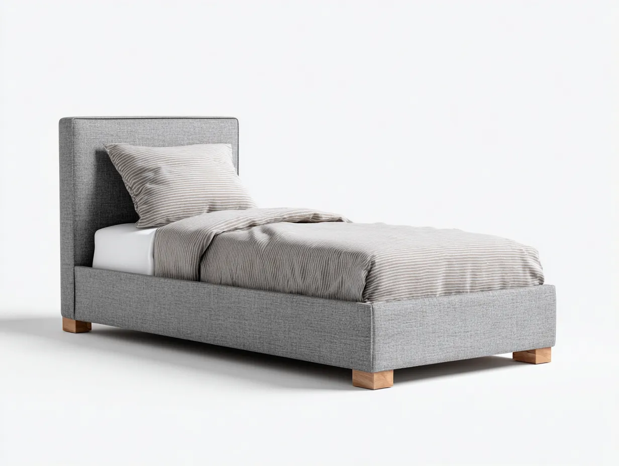 Lit simple tapissé tissu 200x90x100 cm - gris clair - design moderne pour chambre-Zitivaroom