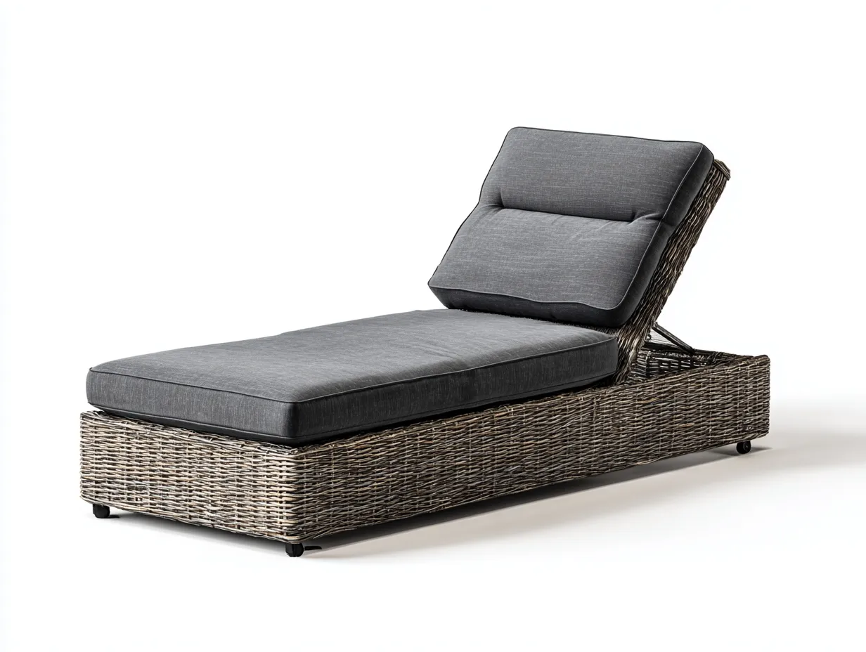 Bain de soleil en rotin 195 x 70 x 85 cm - gris foncé - pour jardin - style naturel-Lananadecor