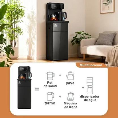 Heaimo H38b Dispensador De Agua Con Cubo Inferior Oculto, Fría Y Caliente Y Diseño Con Dos Teteras