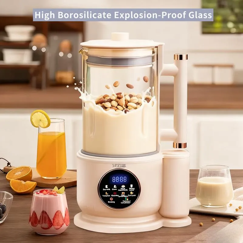Máquina para hacer leche de frutos secos, 10 en 1, automática, para preparar leche de soja, almendras, avena, coco, etc., multifunción, temporizador de 12 horas, limpieza automática, temperatura ambiente, conservación del calor, ebullición, temperatura am