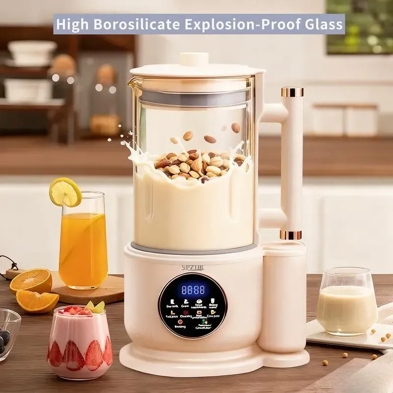Máquina para hacer leche de frutos secos, 10 en 1, automática, para preparar leche de soja, almendras, avena, coco, etc., multifunción, temporizador de 12 horas, limpieza automática, temperatura ambiente, conservación del calor, ebullición, temperatura am