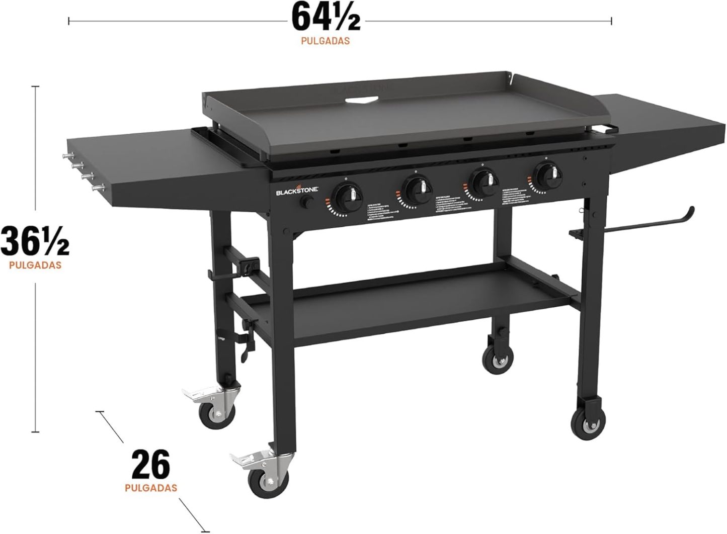 Blackstone  Plancha Omnívora de 36 pulgadas con estantes laterales plegables, acero con recubrimiento en polvo, color negro