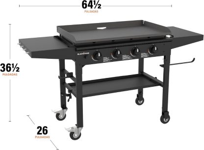 Blackstone  Plancha Omnívora de 36 pulgadas con estantes laterales plegables, acero con recubrimiento en polvo, color negro