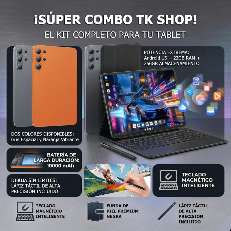 【Nuevo】S12 WIFI Tablet 10.1\" Android 15 22GB+256GB Pantalla HD para Uso Diario Trabajo o Entretenimiento 10000mAh [Súper Combo]