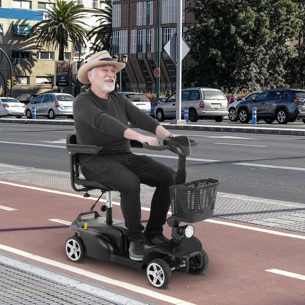 Silla De Ruedas Scooter Electrico Medico Onof Para Adulto Color Negro