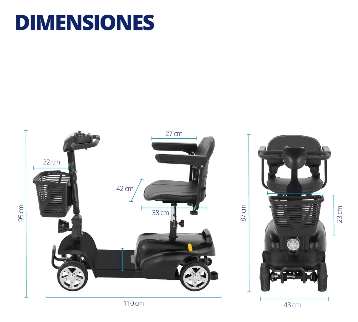 Silla De Ruedas Scooter Electrico Medico Onof Para Adulto Color Negro