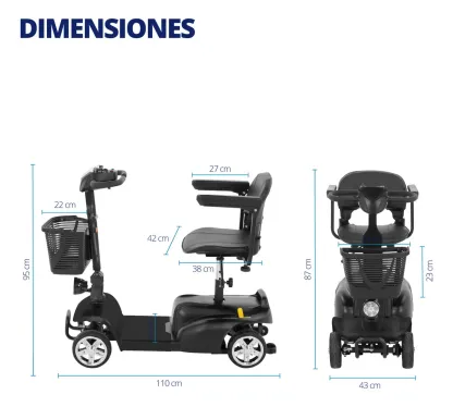Silla De Ruedas Scooter Electrico Medico Onof Para Adulto Color Negro