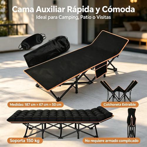 Catre Plegable Para Acampar Con Colchoneta Camastro Portátil