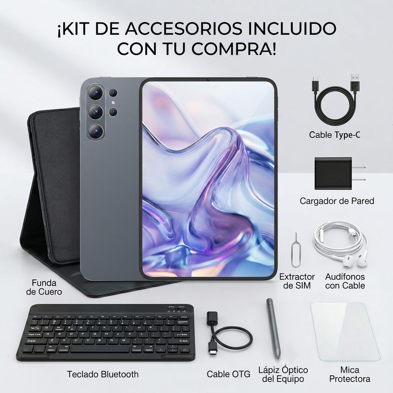 【Nuevo】S12 WIFI Tablet 10.1\" Android 15 22GB+256GB Pantalla HD para Uso Diario Trabajo o Entretenimiento 10000mAh [Súper Combo]
