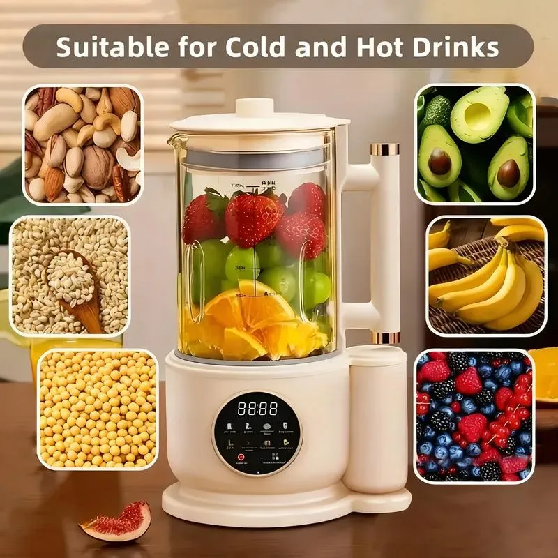Máquina para hacer leche de frutos secos, 10 en 1, automática, para preparar leche de soja, almendras, avena, coco, etc., multifunción, temporizador de 12 horas, limpieza automática, temperatura ambiente, conservación del calor, ebullición, temperatura am