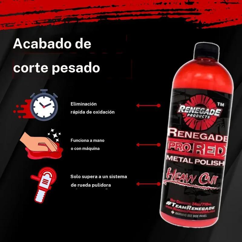 Renegade Products Pro Red pulido metálico de corte pesado 24 oz – Pulido de alta resistencia para aluminio y acero inoxidable, para oxidación y restauración