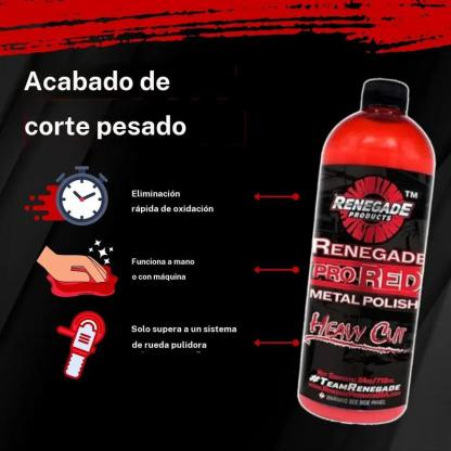 Renegade Products Pro Red pulido metálico de corte pesado 24 oz – Pulido de alta resistencia para aluminio y acero inoxidable, para oxidación y restauración