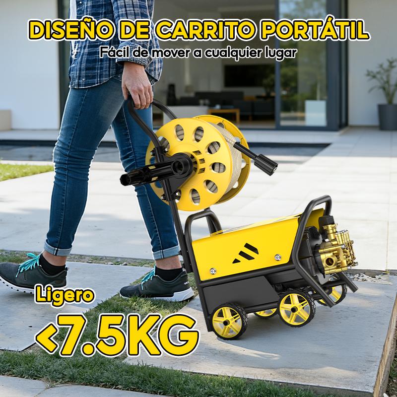 SOARFLY 4200W Hidrolavadora Electrica Portátil profesional de alta presión, 5000PSI, 60 Hz, es un equipo portátil de alto rendimiento para lavar vehículos, adecuado para uso industrial, comercial y doméstico.