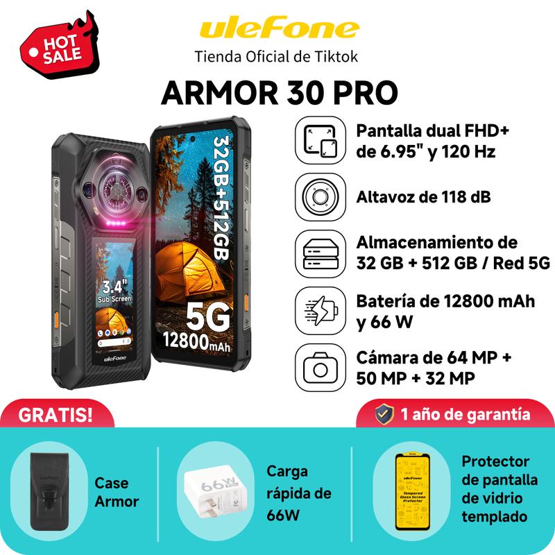 Celular con doble pantalla y resistencia extrema: Ulefone Armor 30 Pro. Perfecto para repartidores, campamentos y los que siempre buscan algo único.