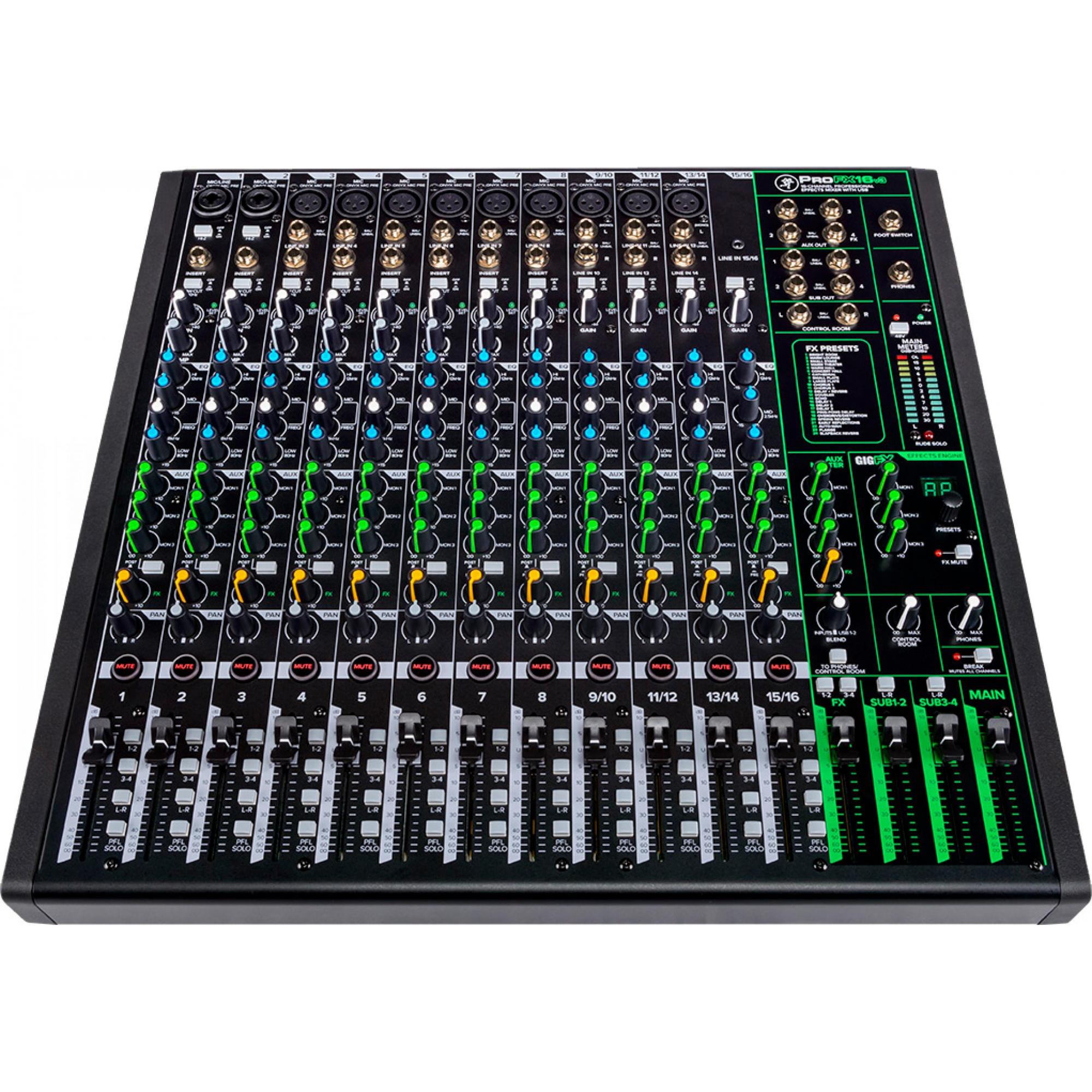 Mezcladora Mackie Profesional 16 Canales C/Efectos Y Usb, Profx16v3