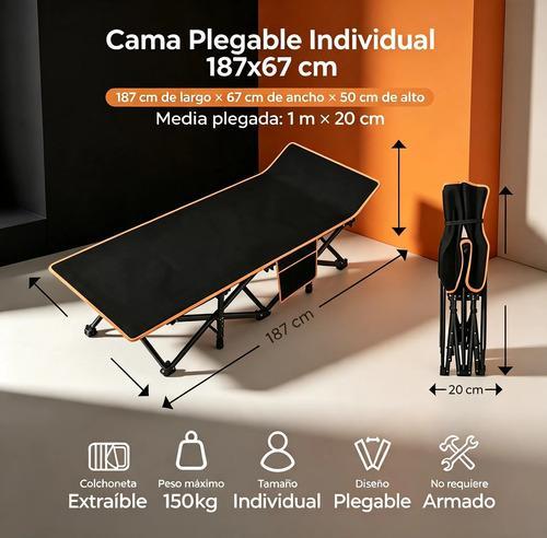 Catre Plegable Para Acampar Con Colchoneta Camastro Portátil