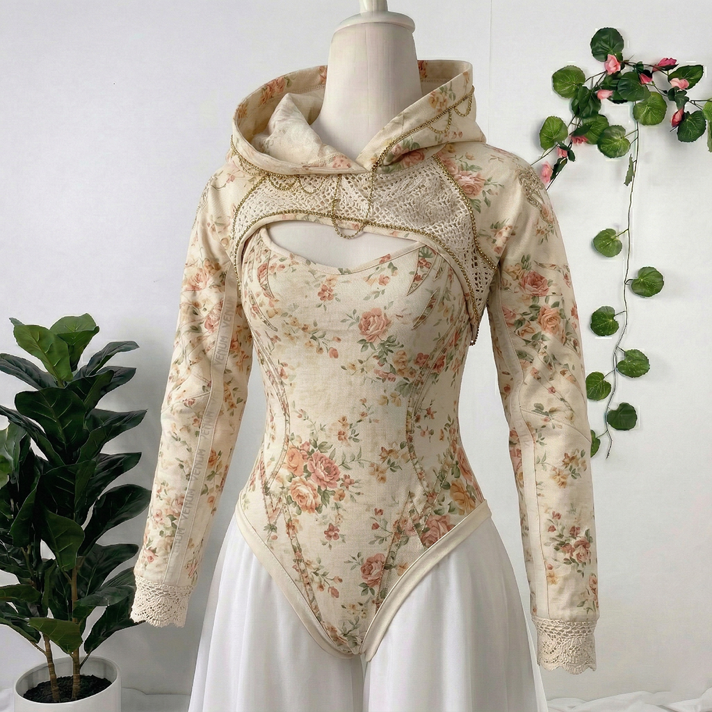 French Vintage Rose Print Hooded Jumpsuit: A Flattering, Feminine Top
