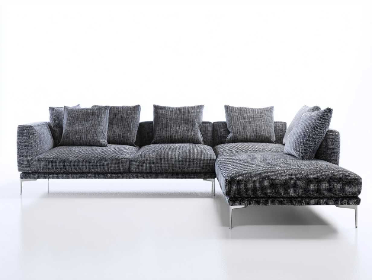 Sofás de esquina tela 260x170x80 cm gris diseño moderno bajo con chaise confortable-Denmyhub