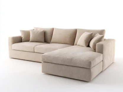 Sofá de esquina tapizado tela 240x160x85 cm beige - chaise longue diseño moderno salón-Denmyhub