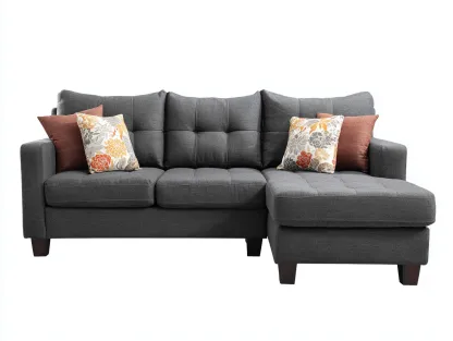 Sofás de esquina de tela 240x160x85 cm - gris - diseño moderno con chaise longue-Denmyhub