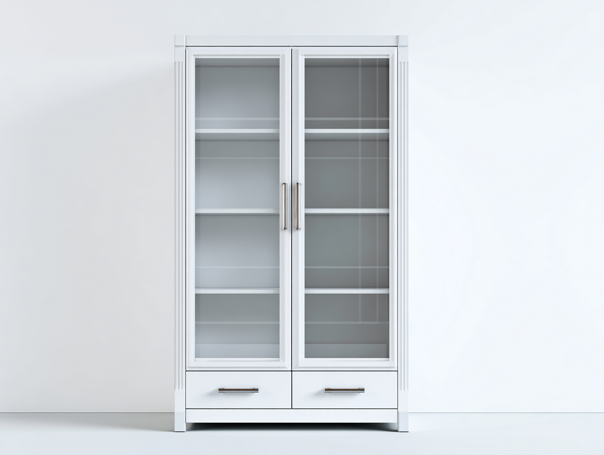 Vitrinas madera-90x40x185 cm-blanco-2 puertas-2 cajones-diseño moderno almacenamiento-Denmyhub