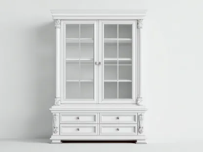 Vitrinas de madera y vidrio 120x45x200 cm - blanco - diseño clásico decorativo con almacenamiento-Denmyhub