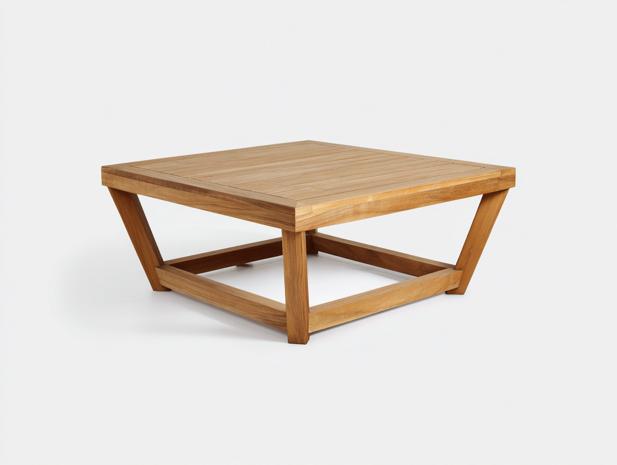 Gartentisch Massivholz Quadratisch 100x100x45 cm - Naturholz - Modernes Design - Geeignet für Garten und Terrasse-Casagoden