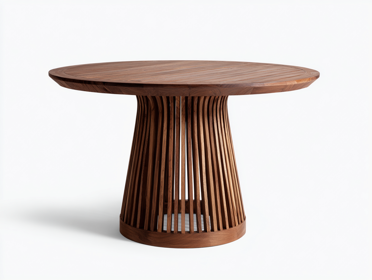 Gartentisch Rund Massivholz 130x130x75 cm - Dunkelbraun - Modernes Design - Geeignet für Garten und Terrasse-Casagoden