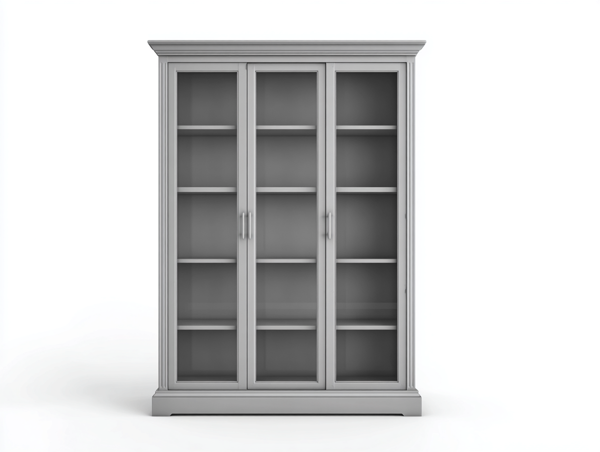 Vitrine Holz Glas 150x45x200 cm Grau - Klassischer Stil - Geeignet für Küche-Casagoden