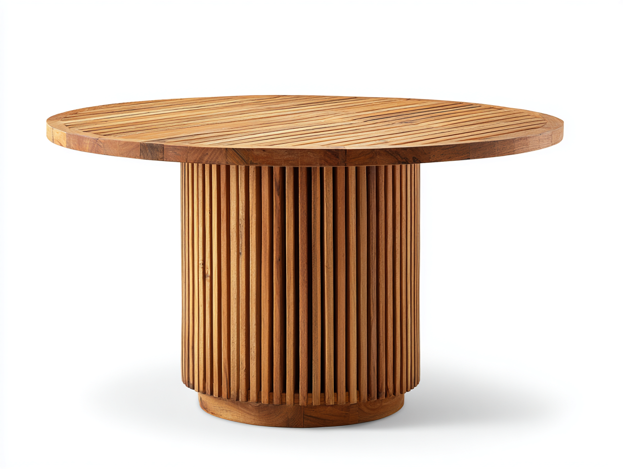 Gartentisch Massivholz Rund 150x150x75 cm - Naturholz - Modernes Design - Geeignet für Garten und Terrasse-Casagoden