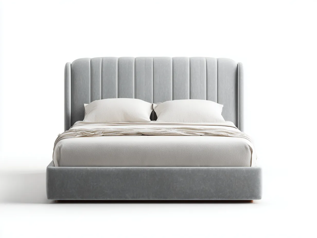 Lit double rembourré tissu 200x160x115 cm - Gris clair - Design moderne pour chambre-Roraicorner