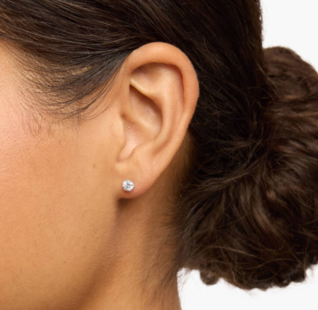 Six Prong Round Diamond Stud Earrings