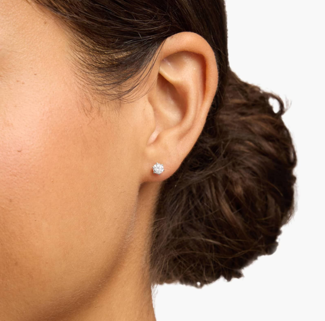 Six Prong Round Diamond Stud Earrings