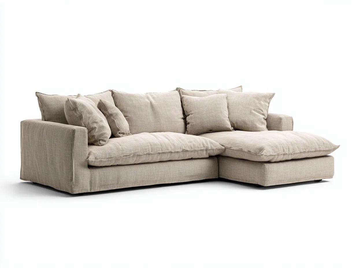 Divano angolare - Tessuto - 242x162x78 cm - Beige - Stile moderno-Ramozahome