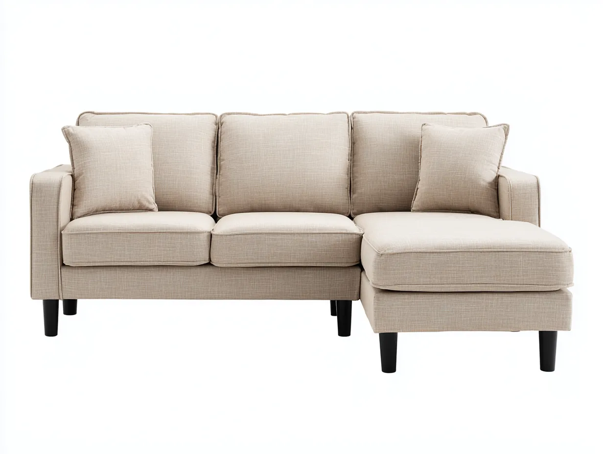 Divano angolare - Tessuto - 214x146x82 cm - Beige - Stile moderno-Ramozahome