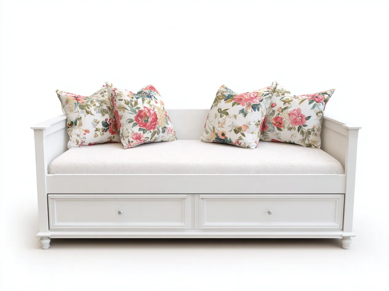 Divano letto - legno - 200x95x85 cm - Bianco - stile classico-Ramozahome