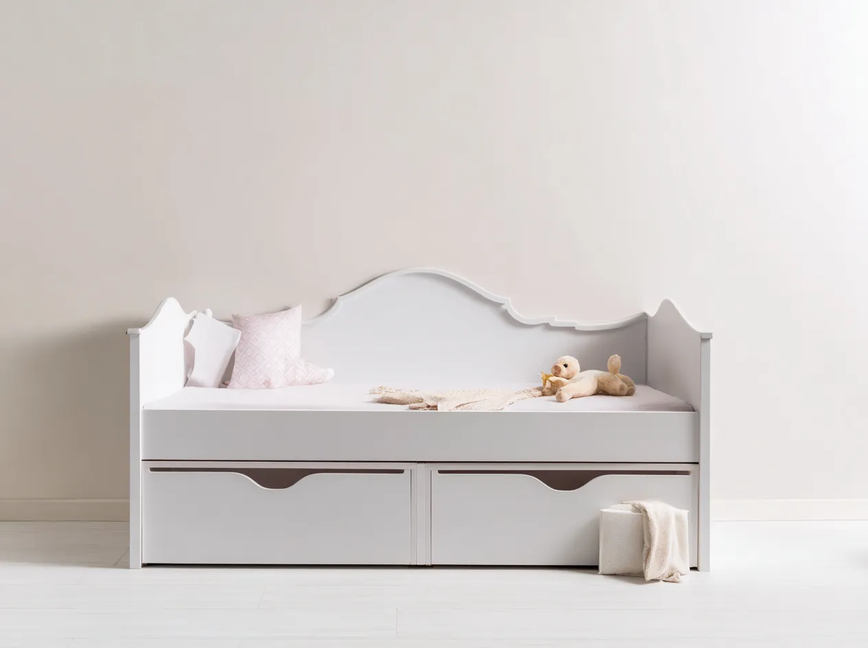 Divano letto - legno - 203x97x92 cm - Bianco - stile moderno-Ramozahome